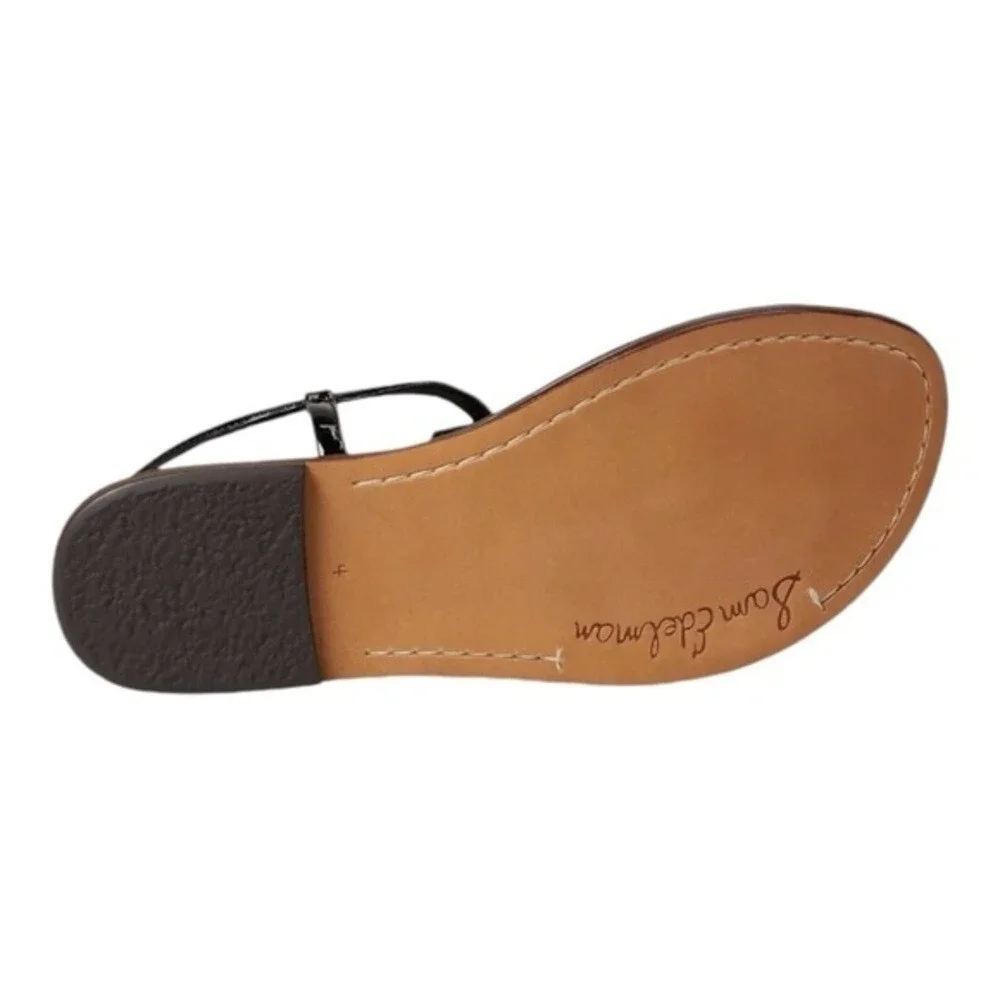 Sam Edelman Gigi Kids Black Leather T-Strap Thong Sandals Size 11 M NWB
